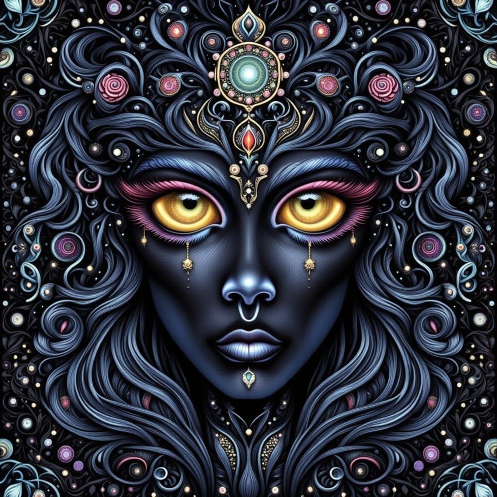 Symmetrical Mandala Portrait with Tiger