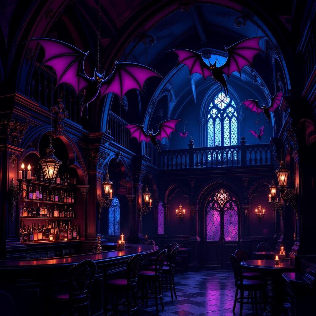 Mystical Gothic Bar with Bewitching Bats
