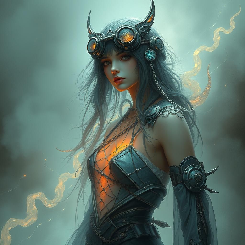 Ghostpunk Velma in Ethereal Aetherpunk Style