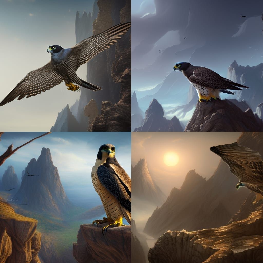 Peregrine Falcon: Detailed Matte Painting in Deep Color