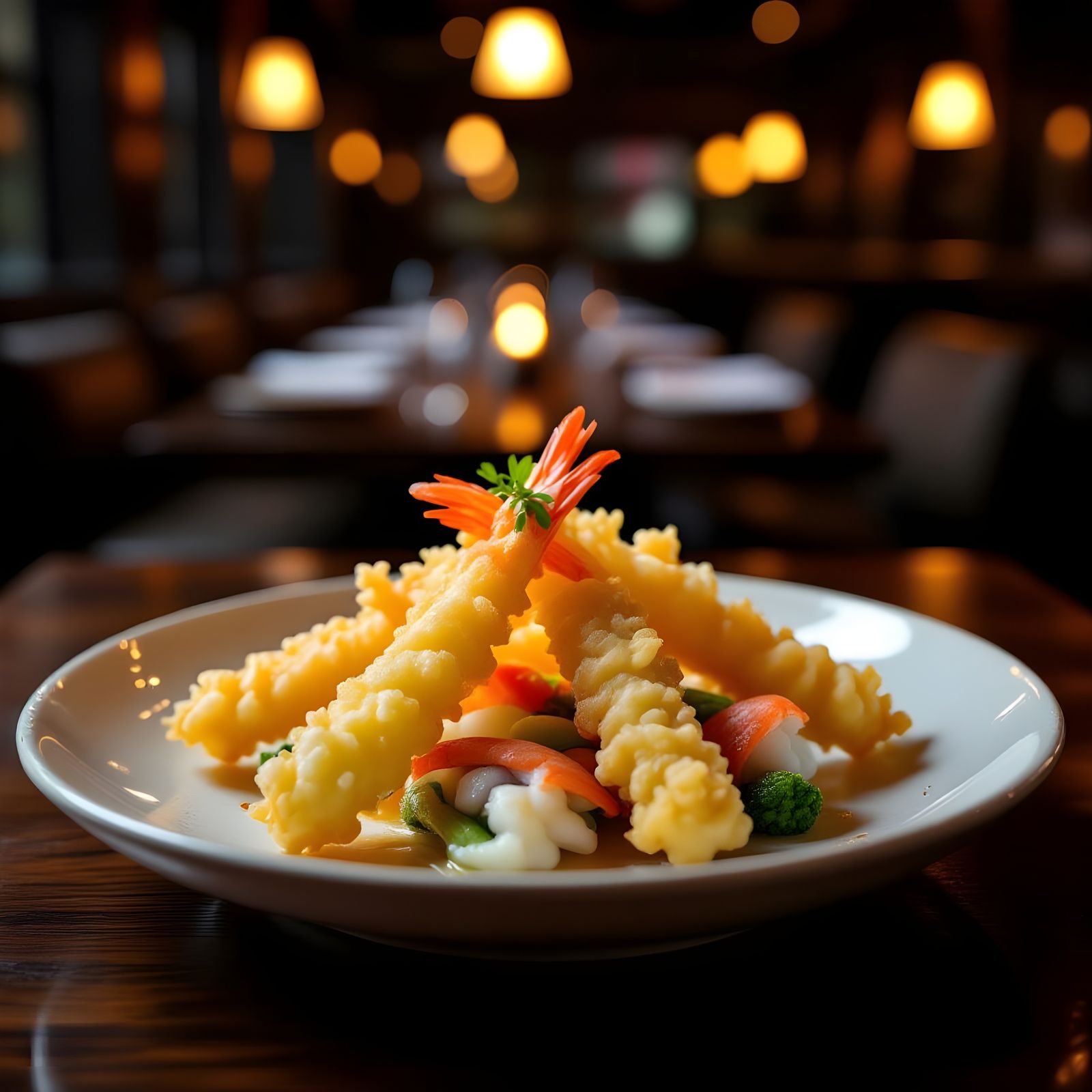 Hyper Realistic Close Up of Tempura at Restaurant