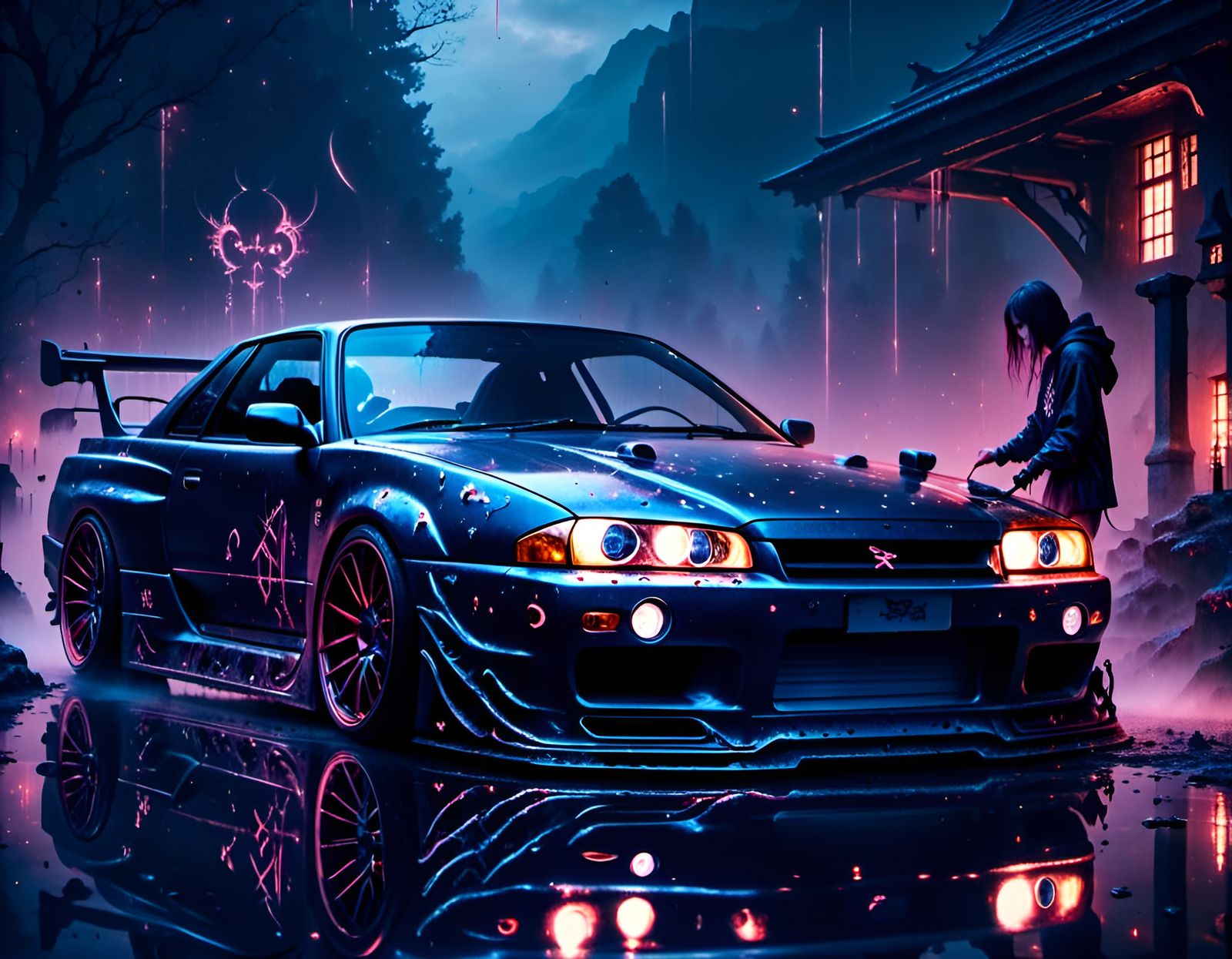 Nissan Skyline R32 GTR Car Wash with Runes