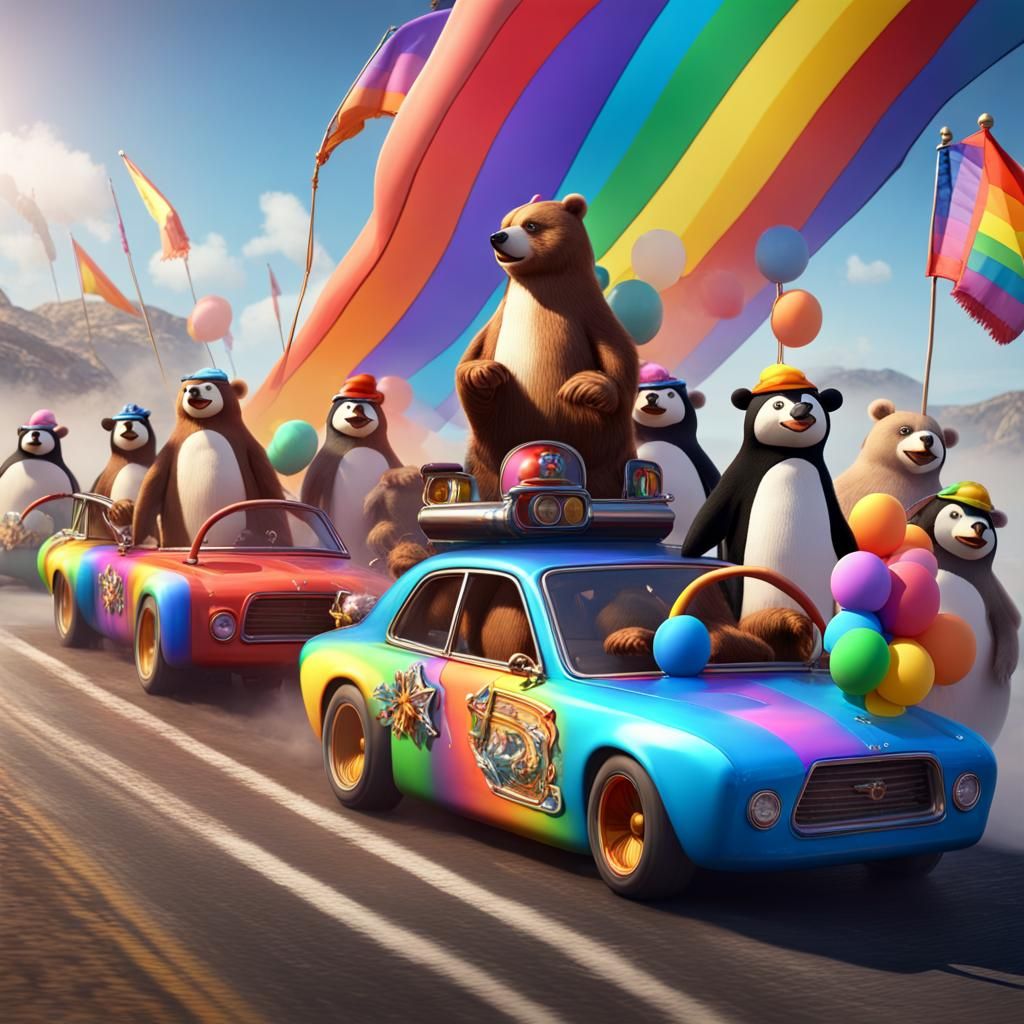 Bears Race Dragsters for Cheering Penguin Fans