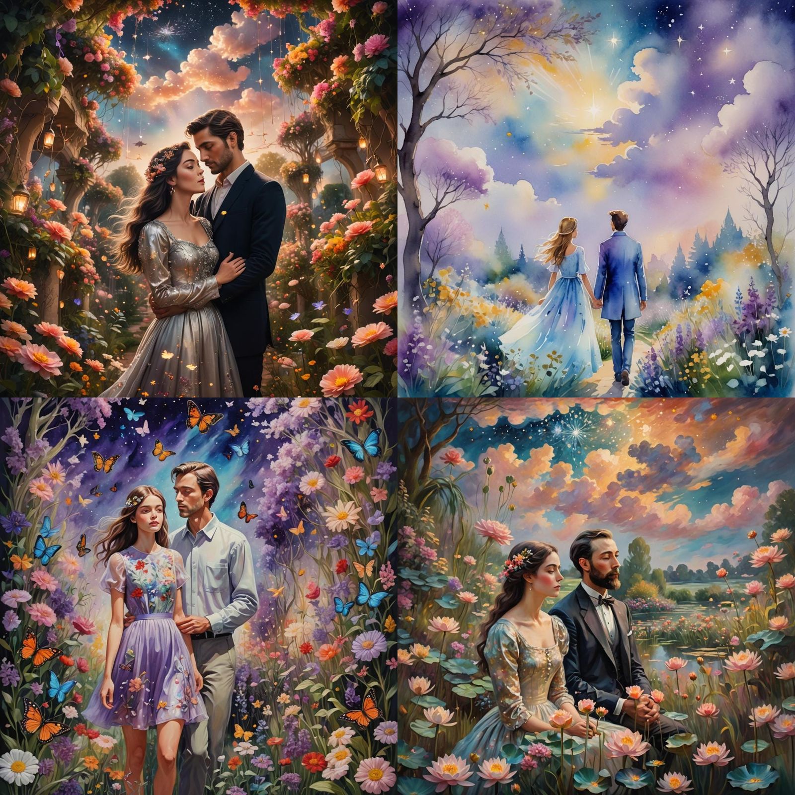 Magical Garden Scene with Man and Girl