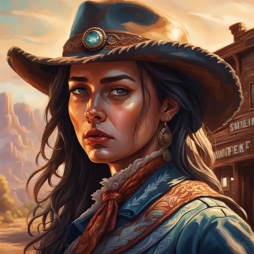 Western Woman in Saloon: Hyperrealistic Concept Art