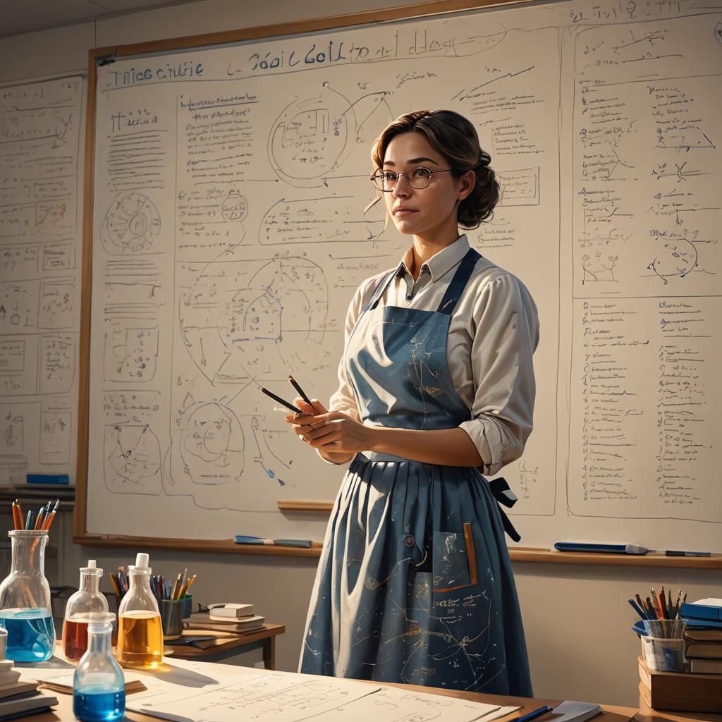 Chemistry Teacher in Classroom: Fantastical Concept Art