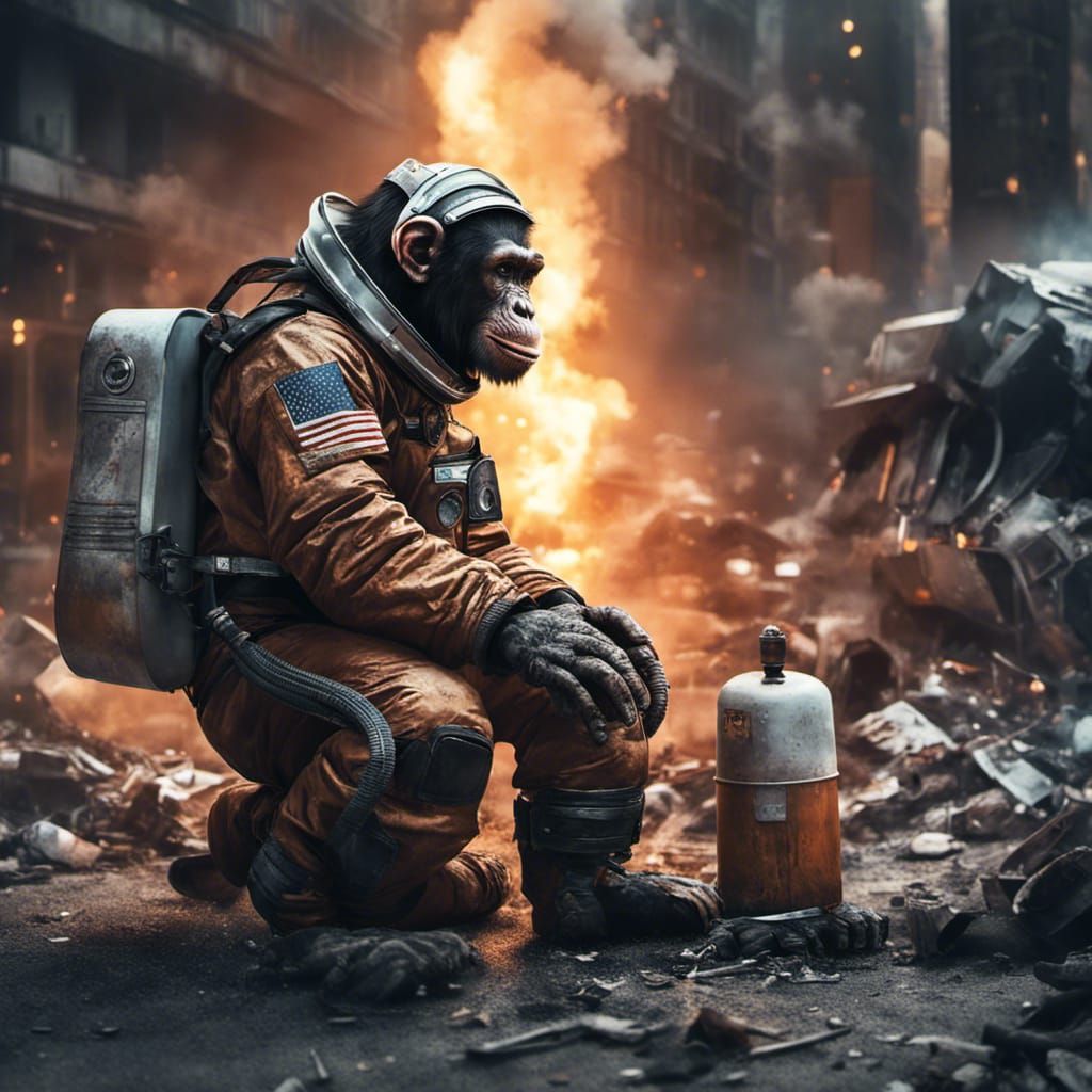 Apocalyptic Chimpanzee Ignites Hope in Ruined City