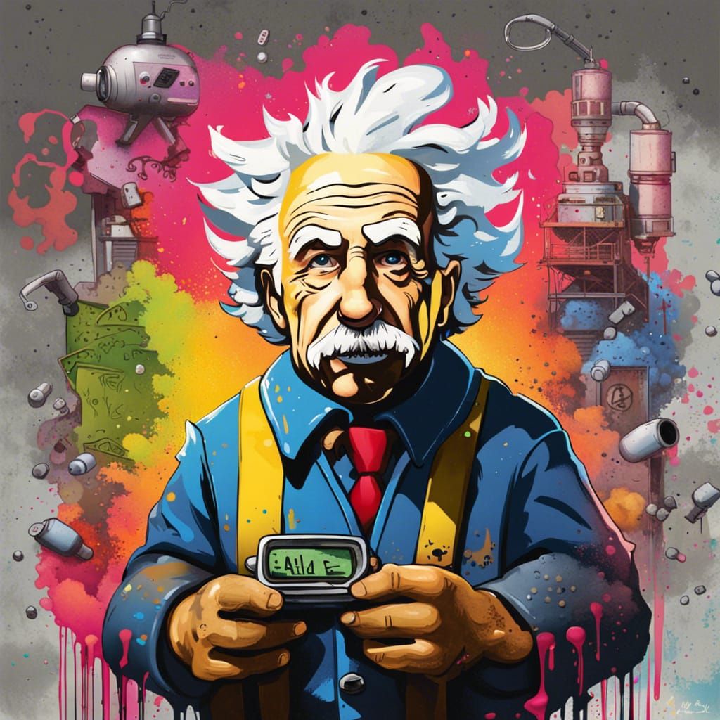 Einstein in Fallout Cover Art: Graffiti Style