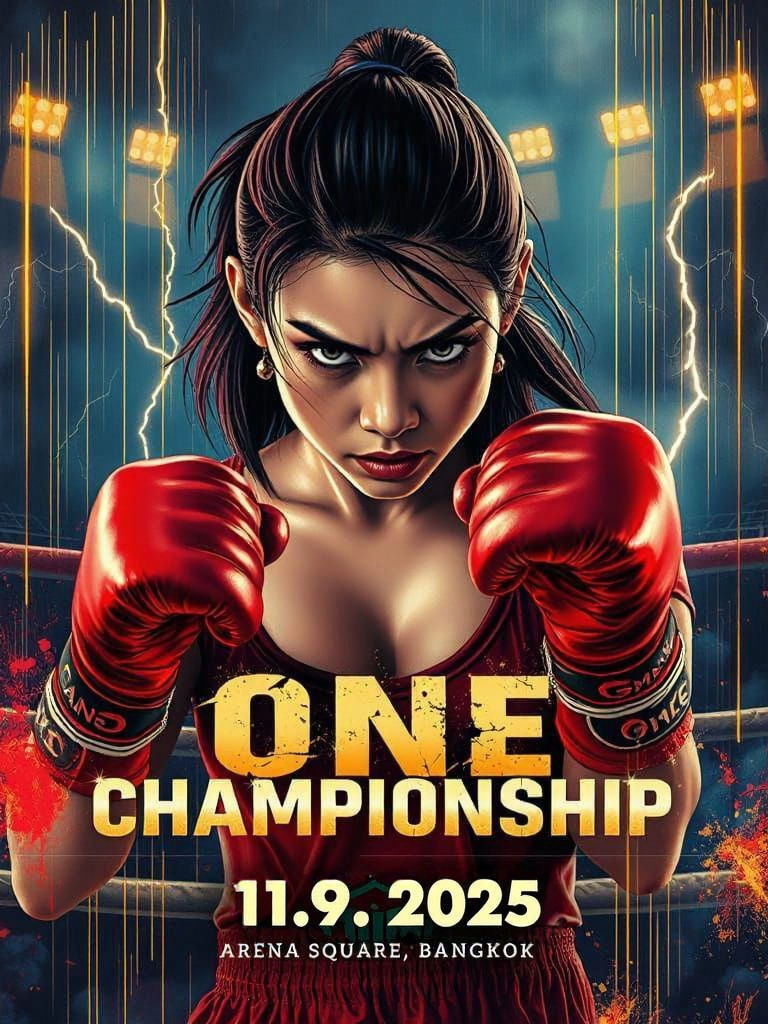 Muay Thai Kickboxing Poster: Fierce Fighter in Graffiti Styl...