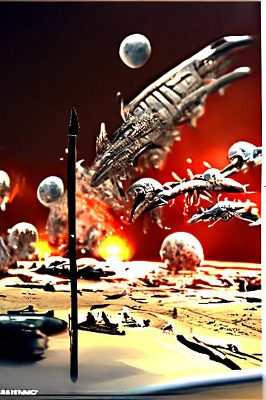 Alien Space Battle in Detailed Matte Painting
