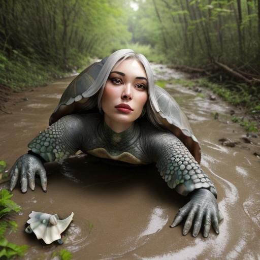 Turtle-Human Hybrid Walking on Muddy Riverbank