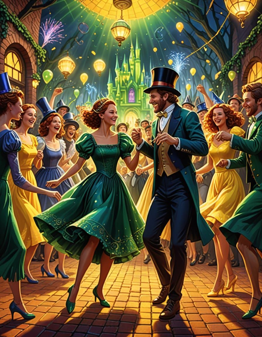 Whimsical Party in Oz: A Fantasy Illustration