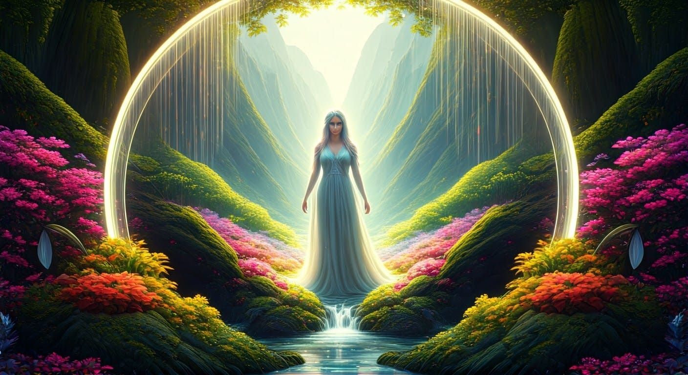 Ethereal Figure in a Mystical Valley, AI Art