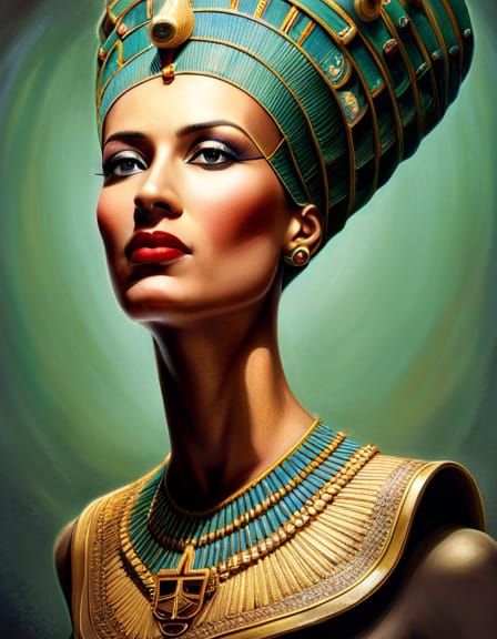 Breathtaking Nefertiti Bust in Hyperrealistic Style