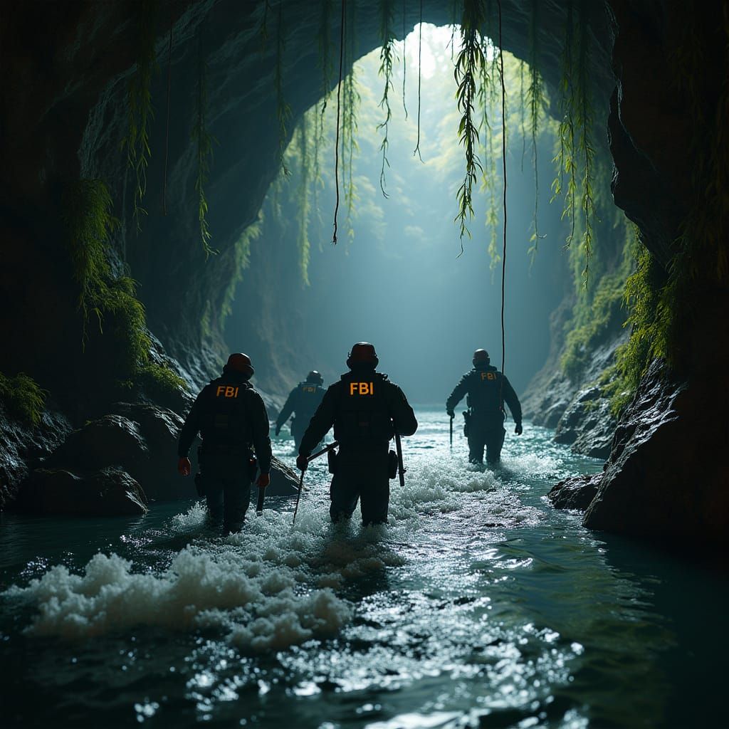FBI Agents Venture into Treacherous Cave