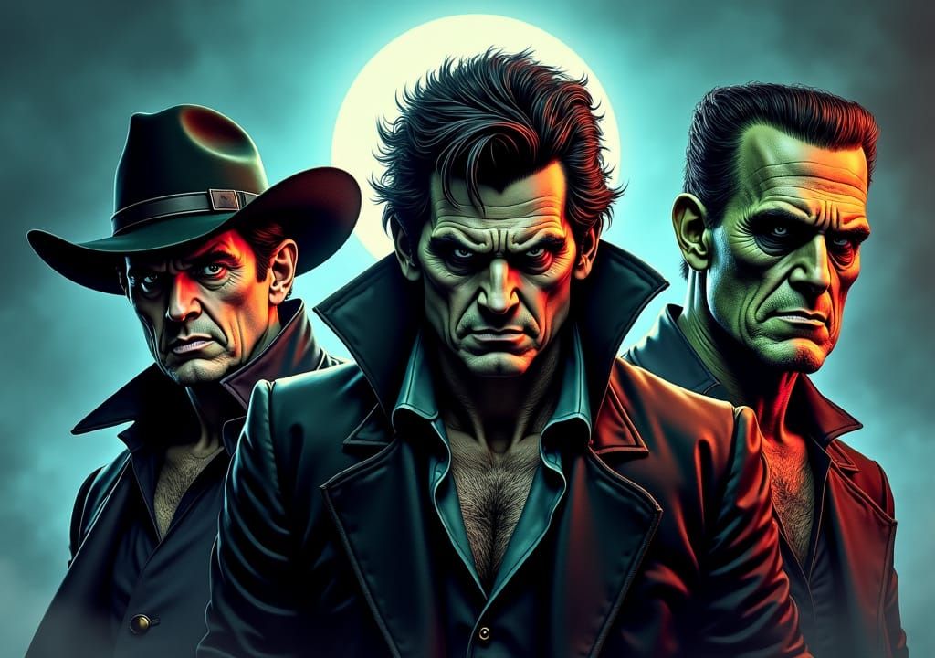 Country Legends as Universal Monsters in Comic Style
