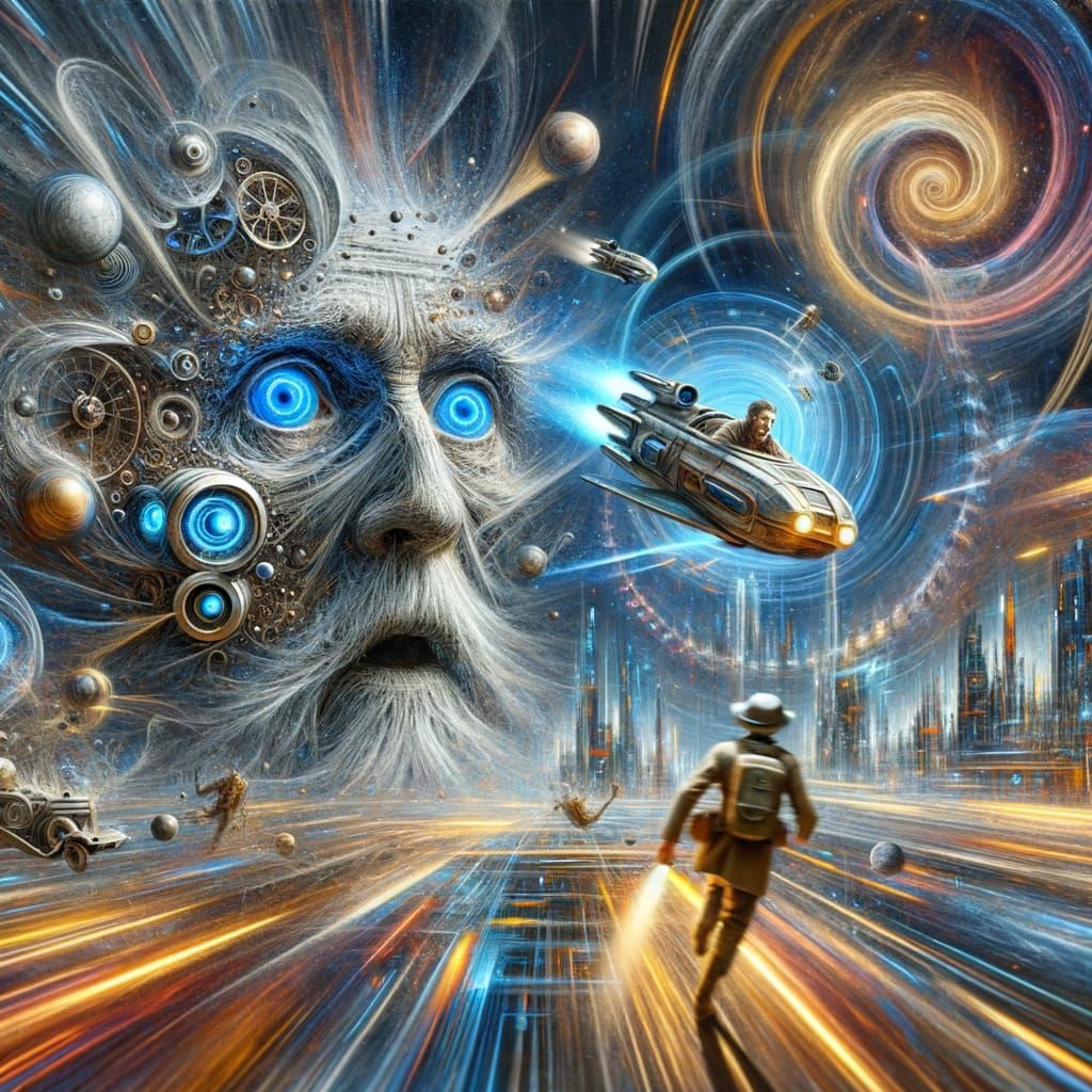 Double Exposure Futuristic Odyssey