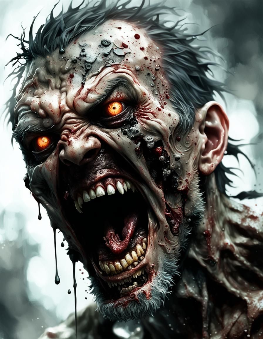 Undead Man Screaming: Detailed Character Portrait