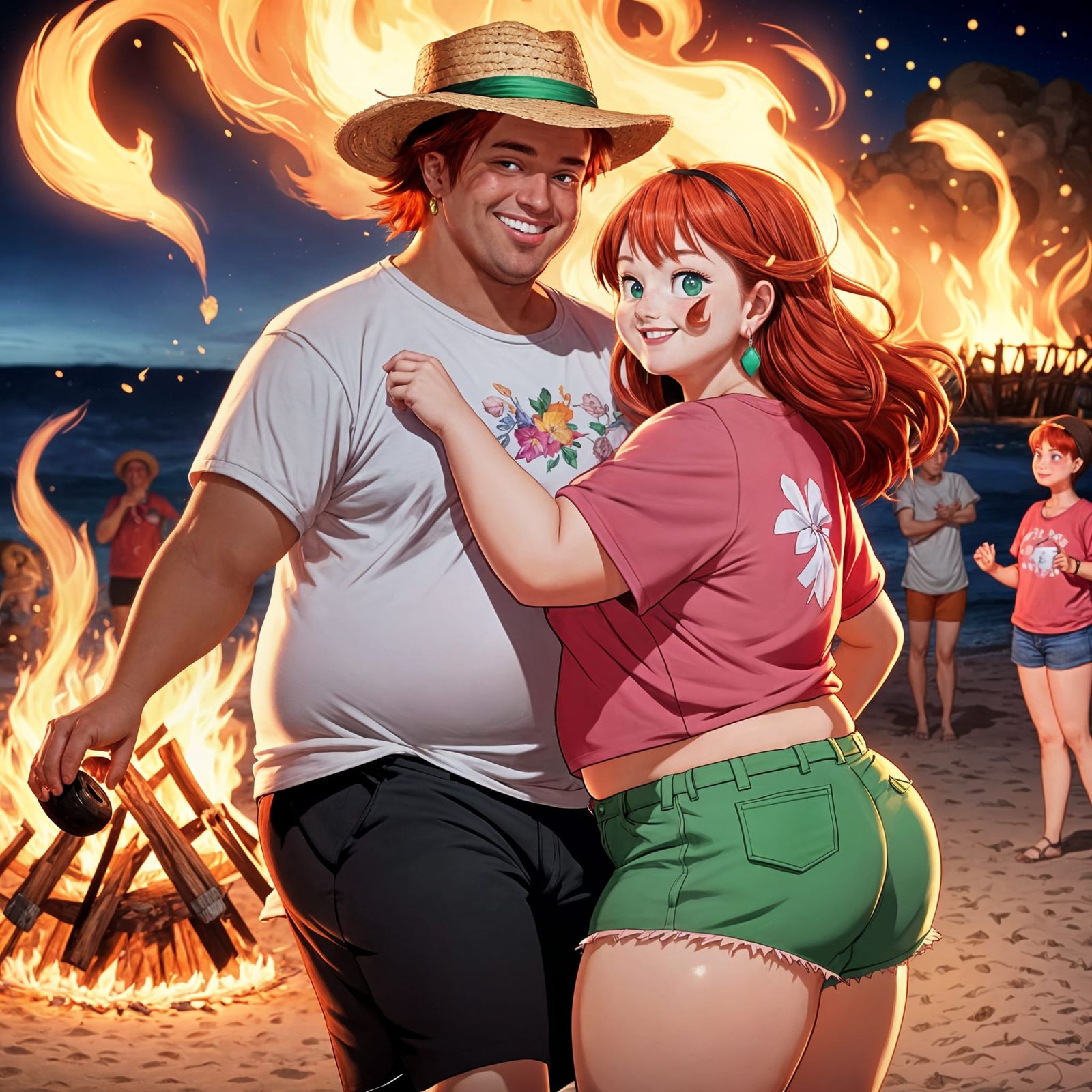 Sultry Beach Goddess in Modern Anime Style