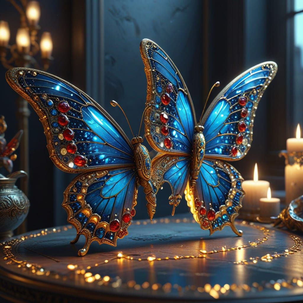 Luxurious 3D "nightcafe" Letters with Gemstones & Butterfly