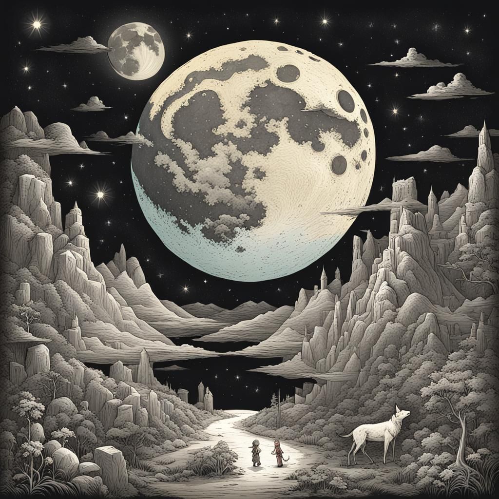 First Fable in the Moon: AI Interpretation