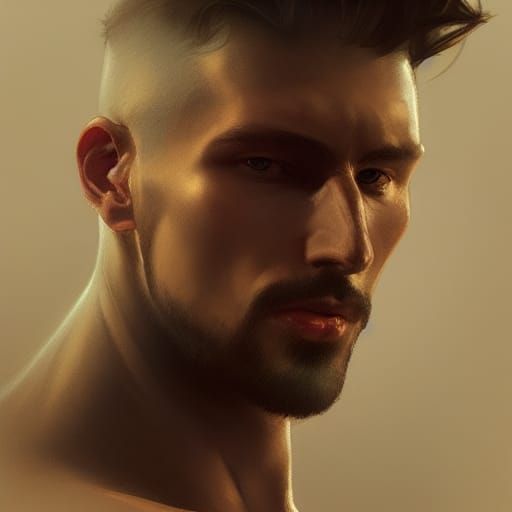 Hyperrealistic Portrait of Shirtless Man