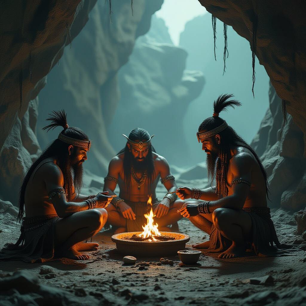 Surreal Prehistoric Feast in Giger & Bacon Style