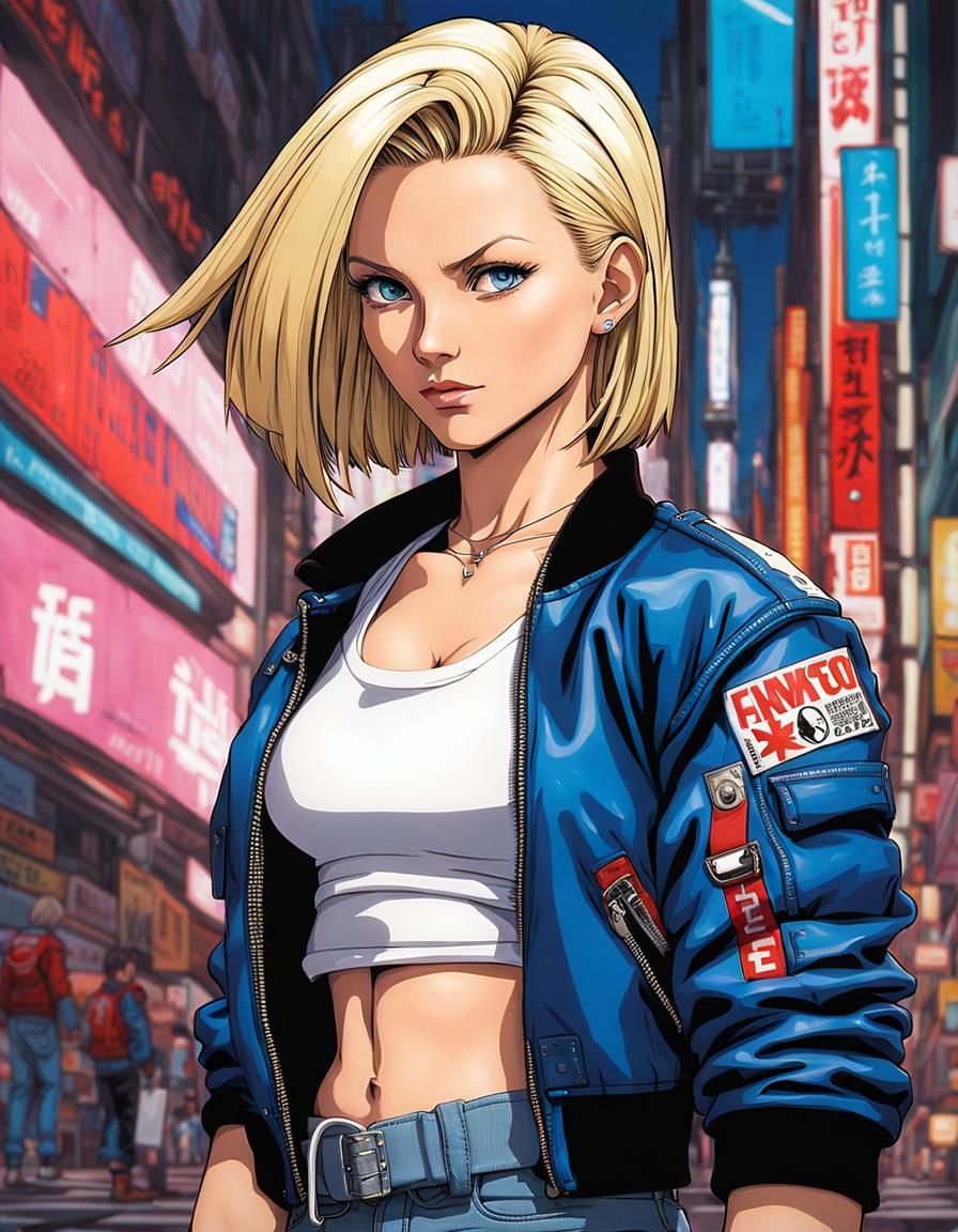 Android 18 Portrait in Anime Style