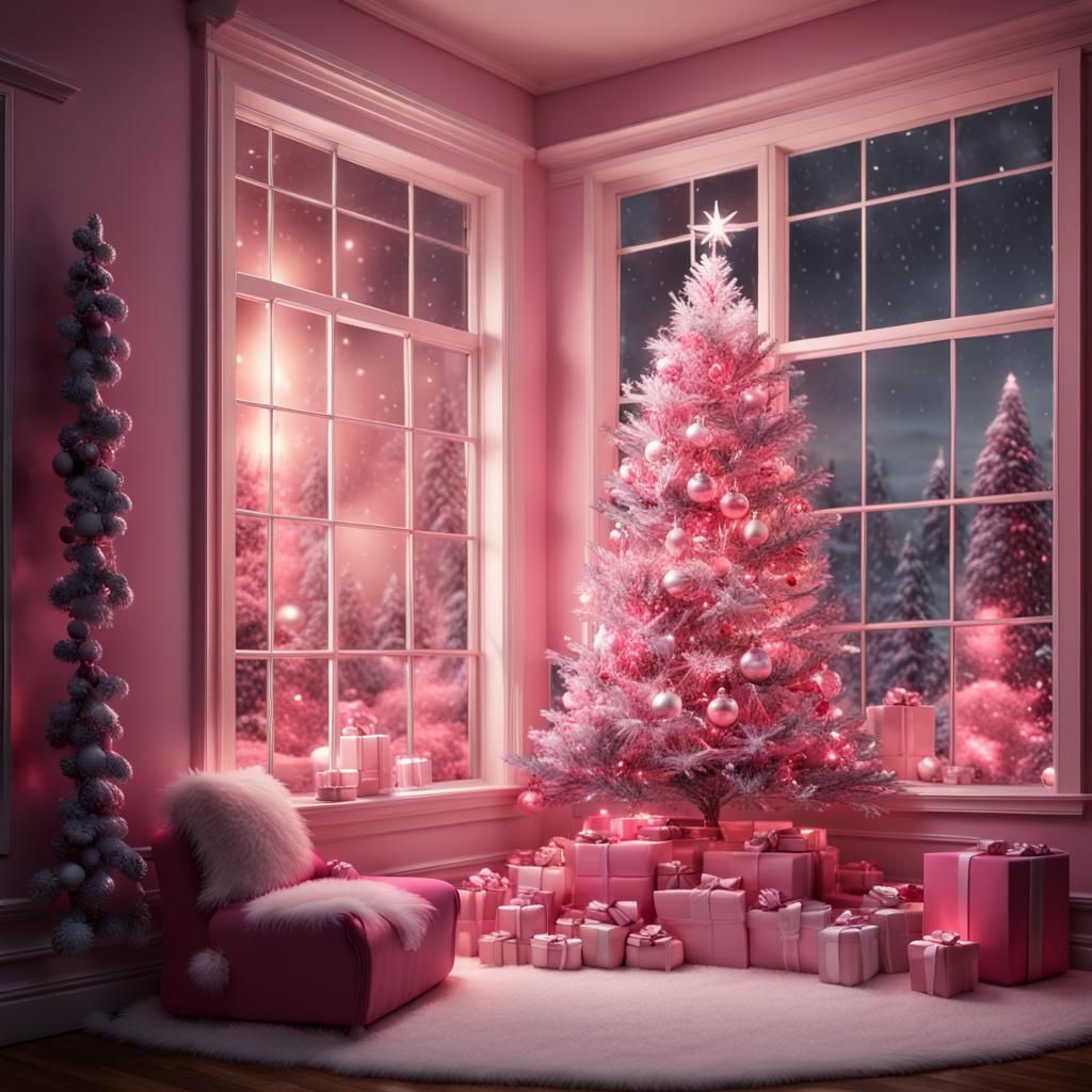 Pink and White Christmas Tree: 3D Interior