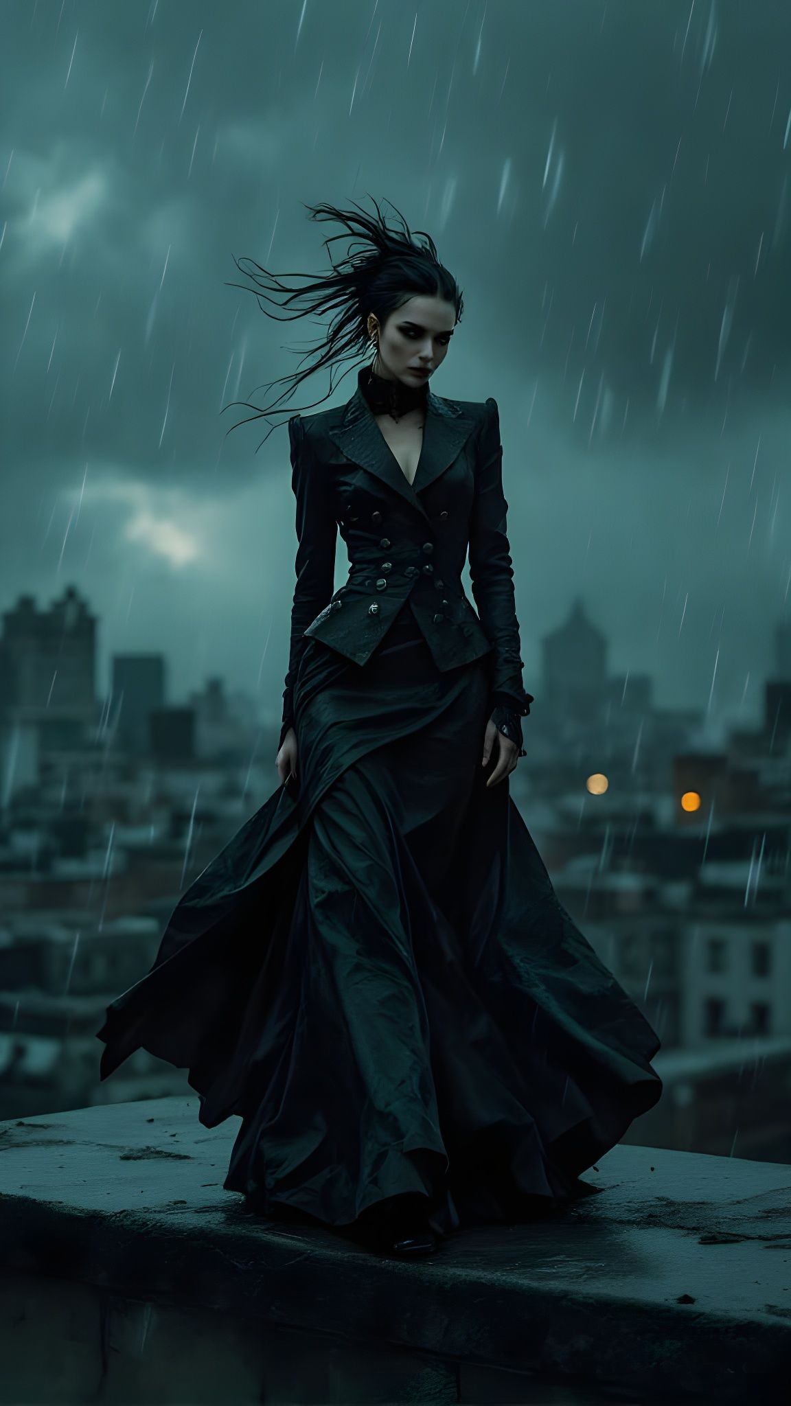 Fashion Model in Storm, Dark Romantic Style