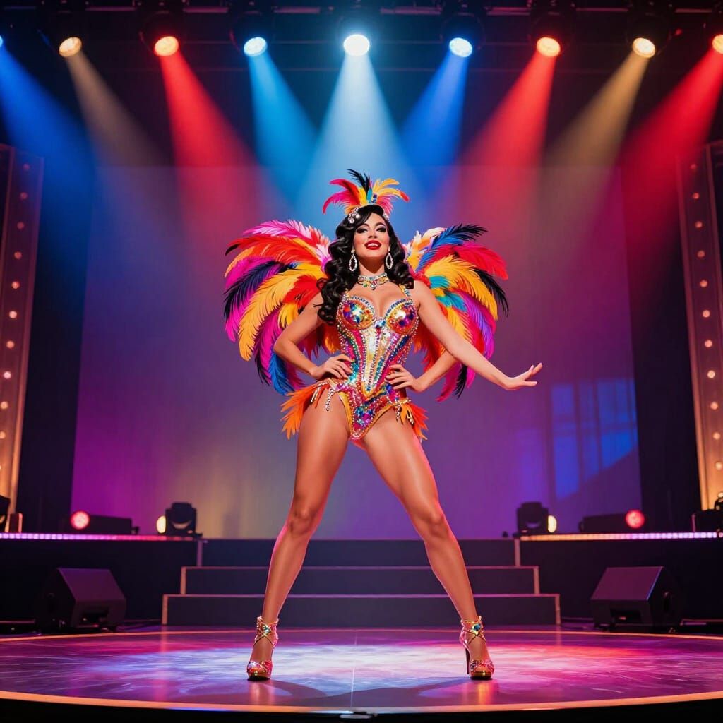 Vegas Showgirl Performance in Glittering Costume