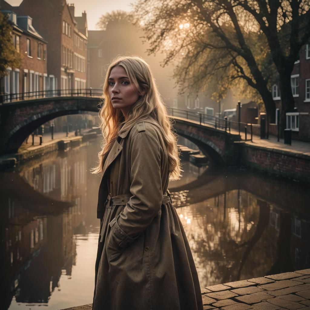 Blonde Woman at Dusk, Cinematic Film Still