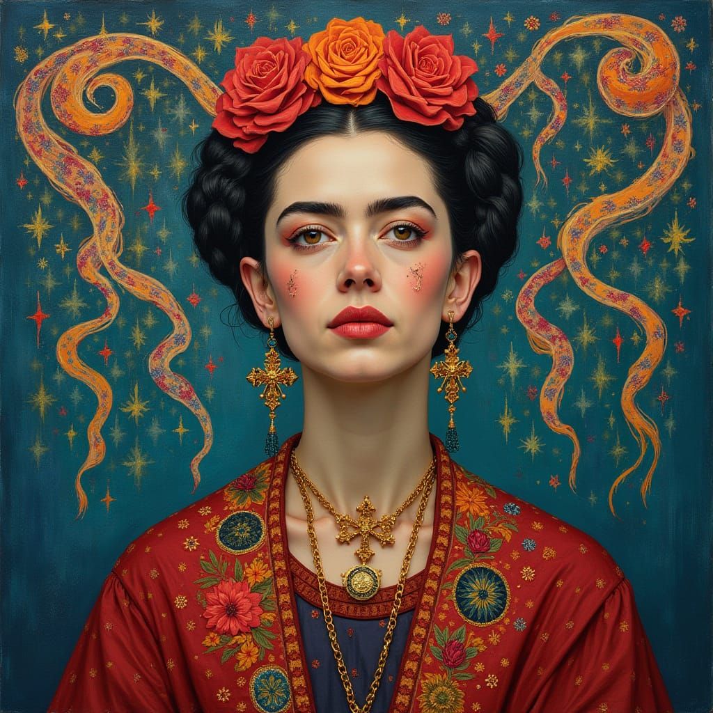 Enchanted Wizard in Vibrant, Symbolic Portrait