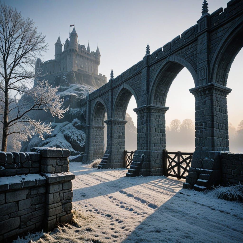 Majestic Knights Stand Guard at Icy Winter Stronghold