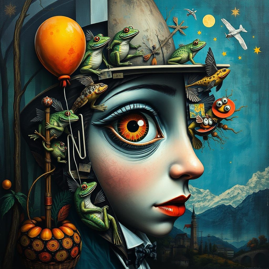 Cubist-Inspired Surrealist Masterpiece with Fragmented Objec...