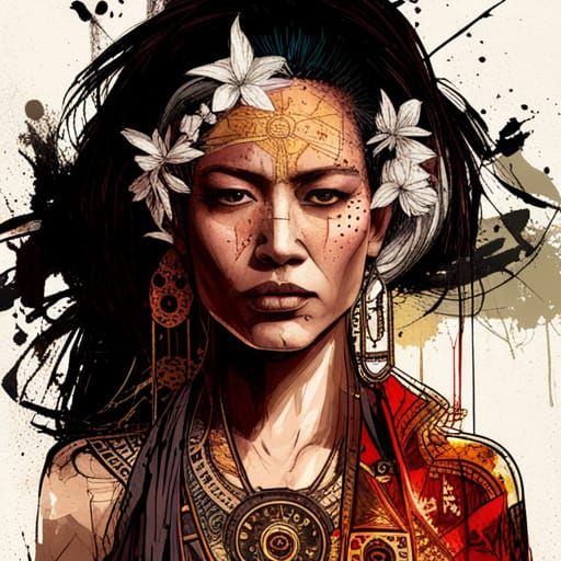 Mayan Priestess Supermodel in Hyperdetailed Style