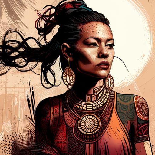 Mayan Priestess Supermodel in Hyperdetailed Style