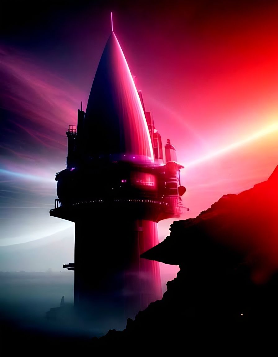 Epic Sci-Fi Pink Spiral Tower Rises from the Ocean Depths