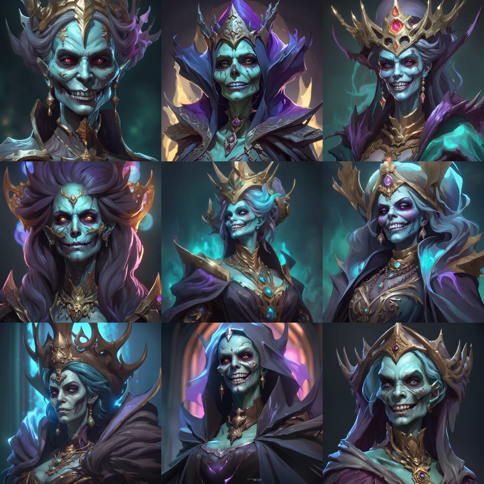 Intricate Portrait of a Female Undead Lich
