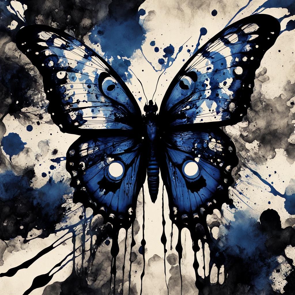 Psychedelic Ink Splatter Butterfly with Eyes
