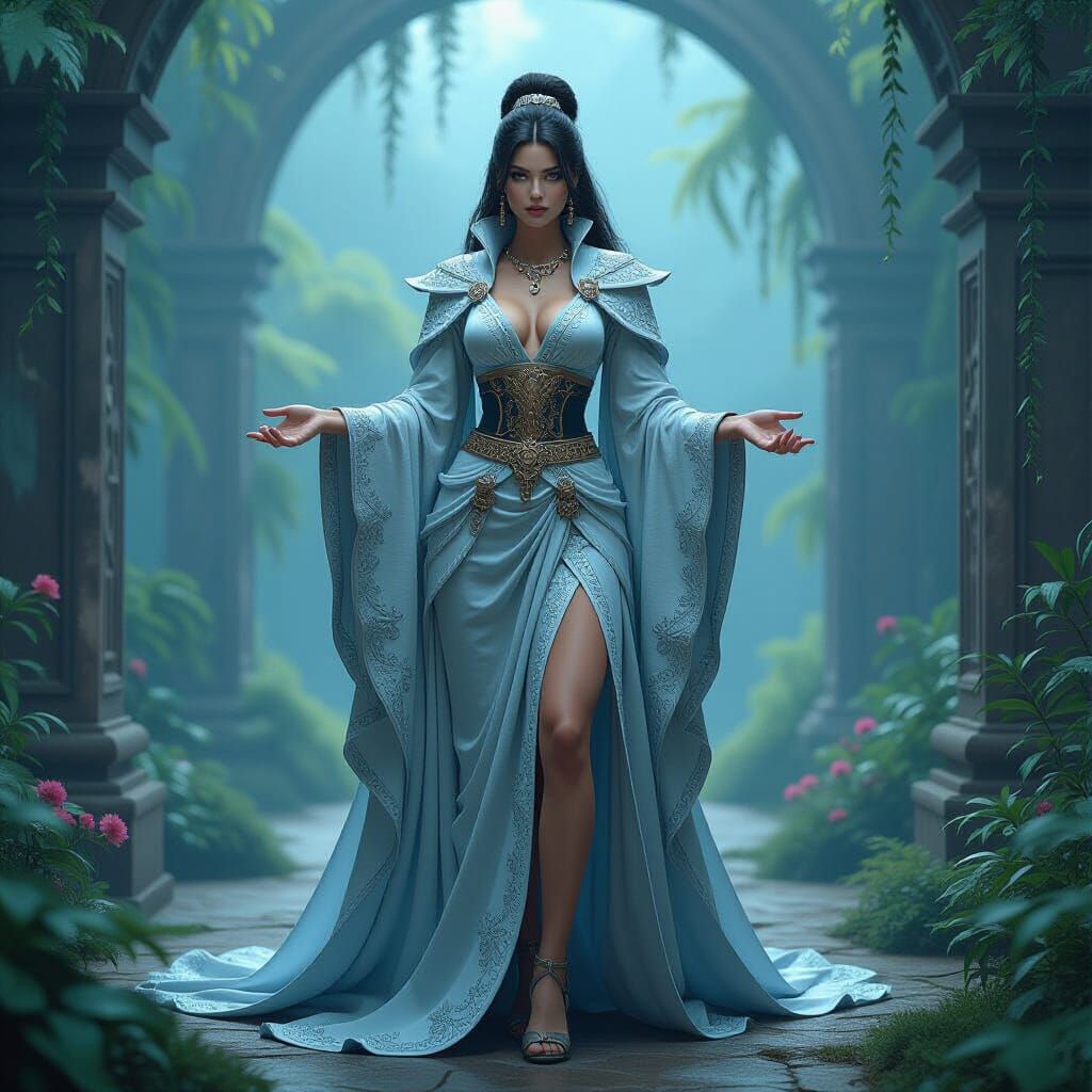 Powerful Feminine Figure in Fantasy CGI Artwork