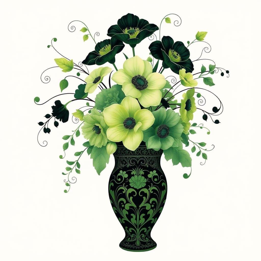 Elegant Floral Arrangement in Art Nouveau Style