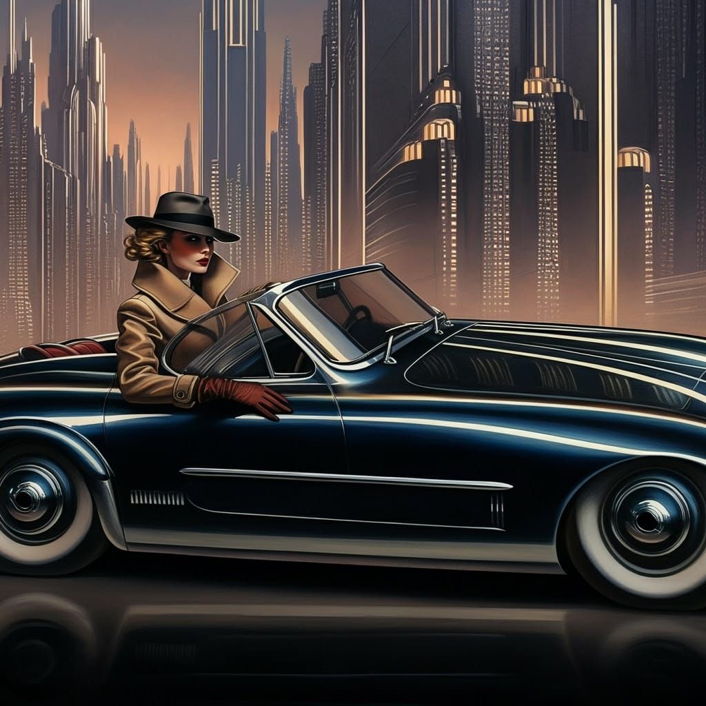 Luxury Cityscape in Modern Art Deco Style