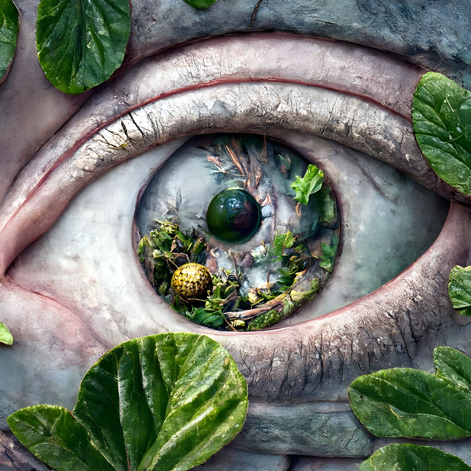 Detailed Eyeball Made of Plants and Trees