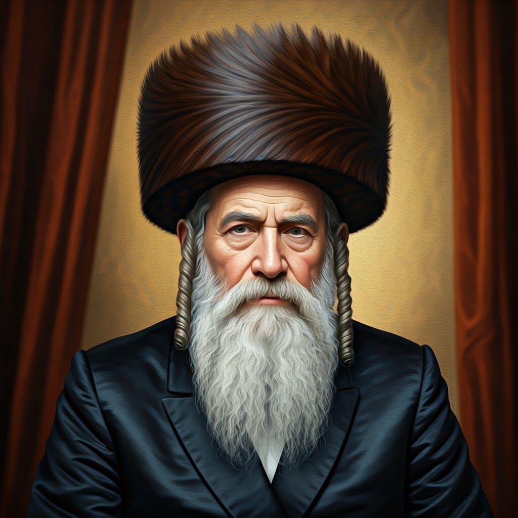 Stately Hasidic Rabbi in Traditional Attire