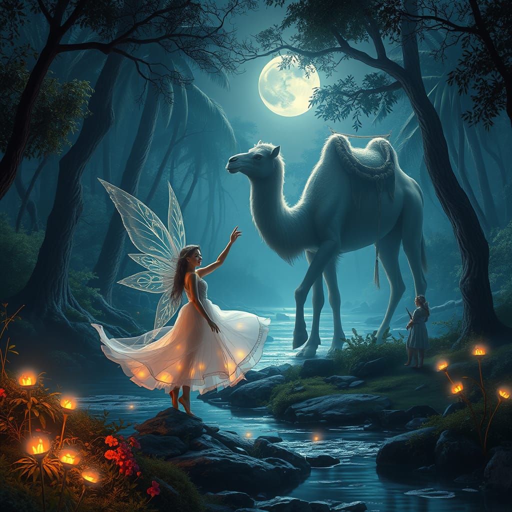 Enchanted Fairy and Camel Dance in Moonlight