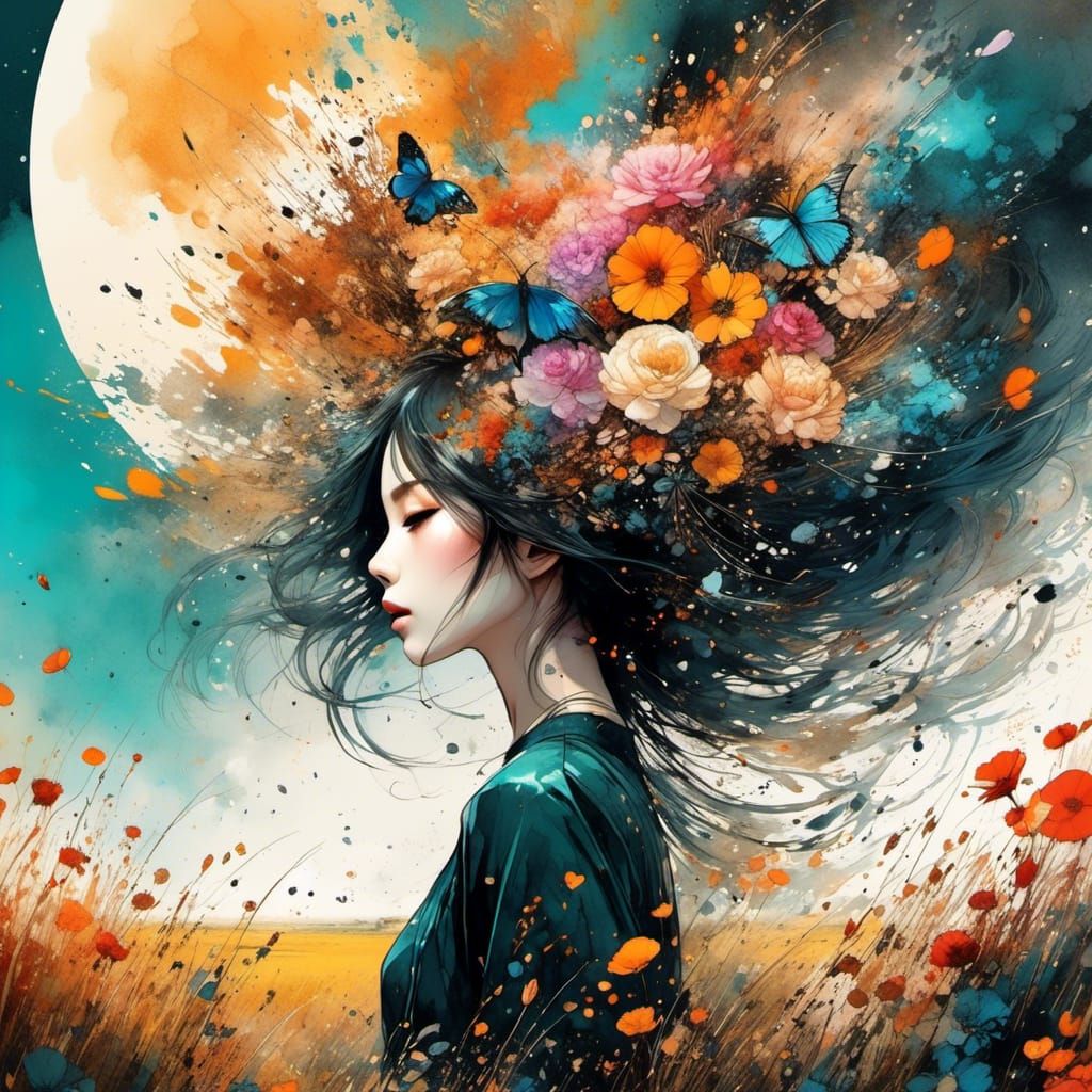 Anime Landscape Masterpiece with Flowery Field