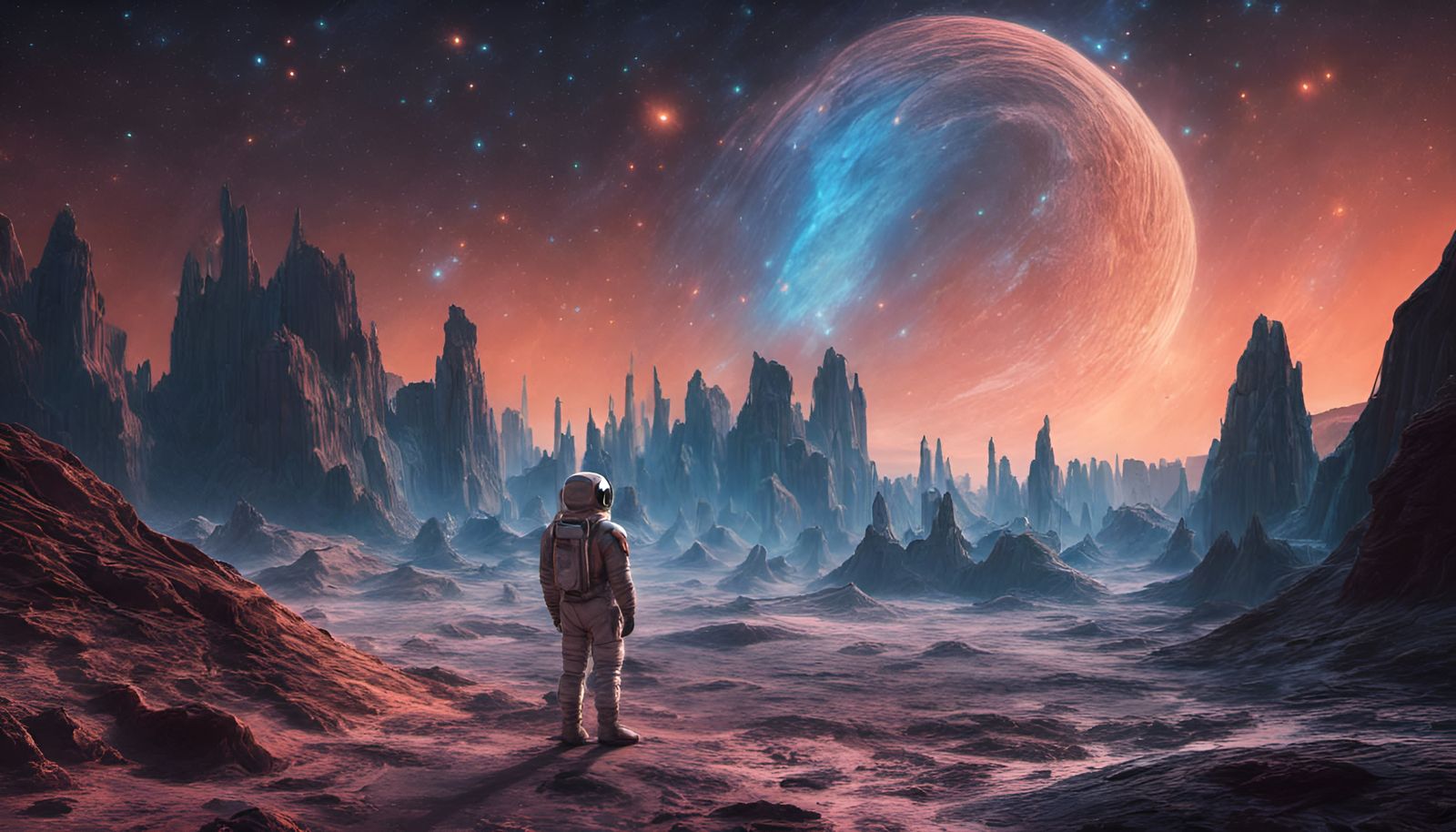 Astronaut on Alien Planet with Crystalline Structures