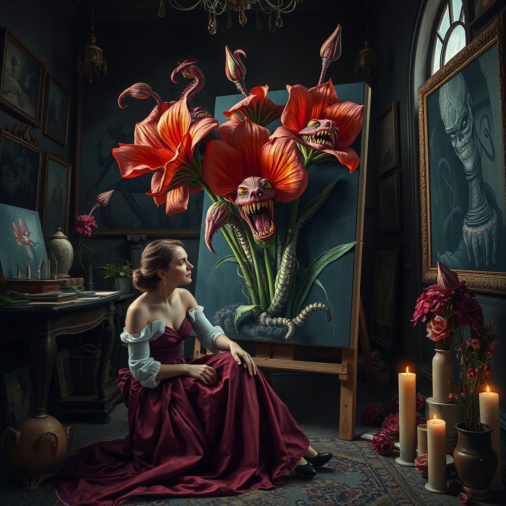 Cosmic Horror Artist in Dark Fantasy Matte Painting