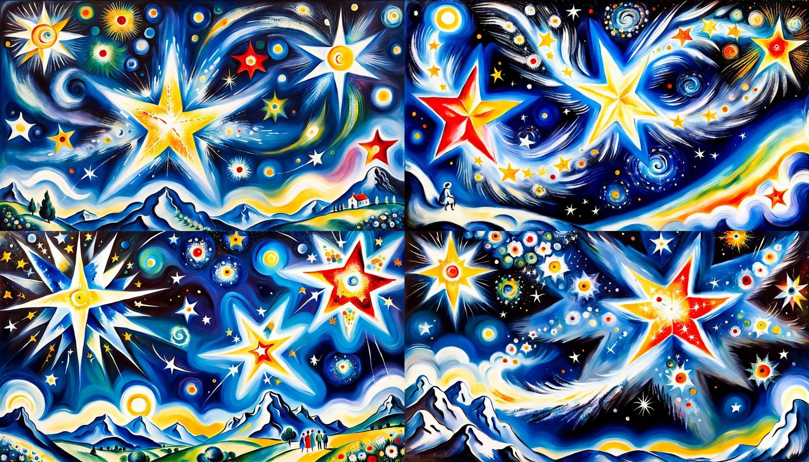 Star Formation in Chagall Oil Painting Style